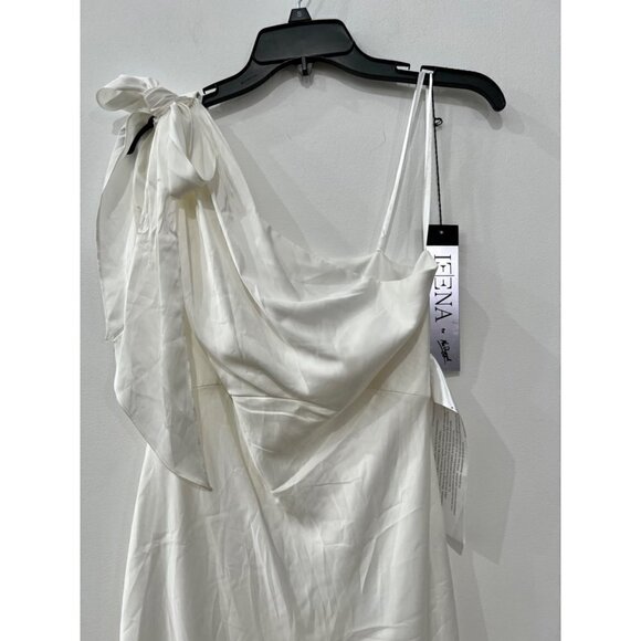 NWTD IEENA FOR MAC DUGGAL Size 6 One Shoulder Calf Midi Dress White MSRP $298 - Picture 11 of 12